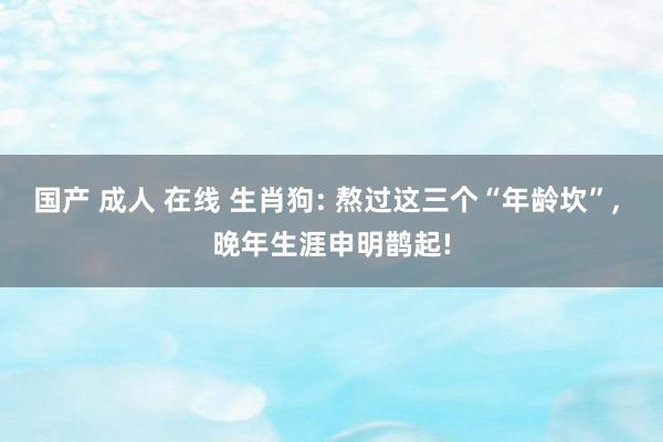 国产 成人 在线 生肖狗: 熬过这三个“年龄坎”， 晚年生涯申明鹊起!
