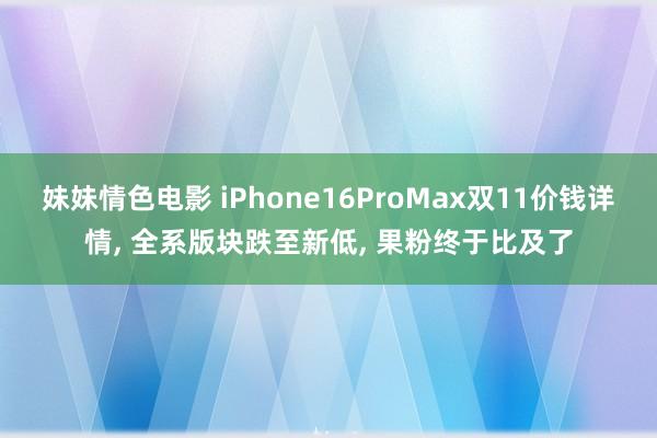 妹妹情色电影 iPhone16ProMax双11价钱详情， 全系版块跌至新低， 果粉终于比及了