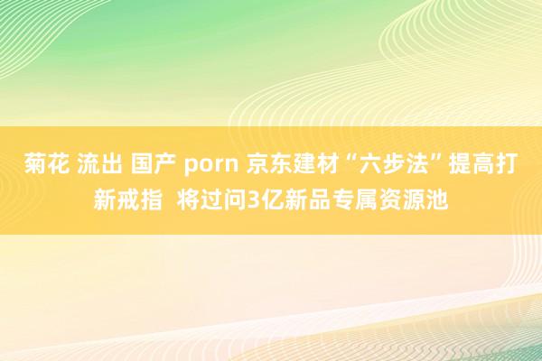 菊花 流出 国产 porn 京东建材“六步法”提高打新戒指  将过问3亿新品专属资源池