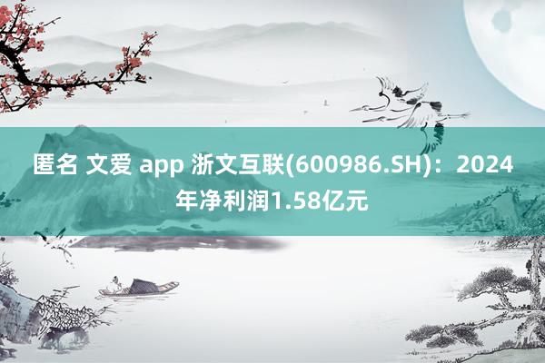 匿名 文爱 app 浙文互联(600986.SH)：2024年净利润1.58亿元