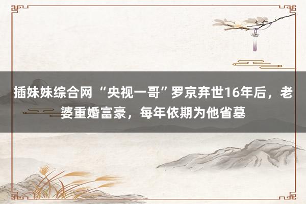 插妹妹综合网 “央视一哥”罗京弃世16年后，老婆重婚富豪，每年依期为他省墓