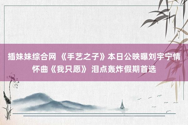 插妹妹综合网 《手艺之子》本日公映曝刘宇宁情怀曲《我只愿》 泪点轰炸假期首选